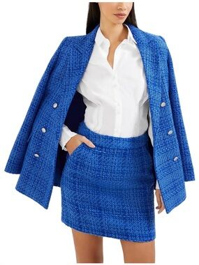 French Connection Azzurra Tweed Mini Skirt Size 12 NWT Blue